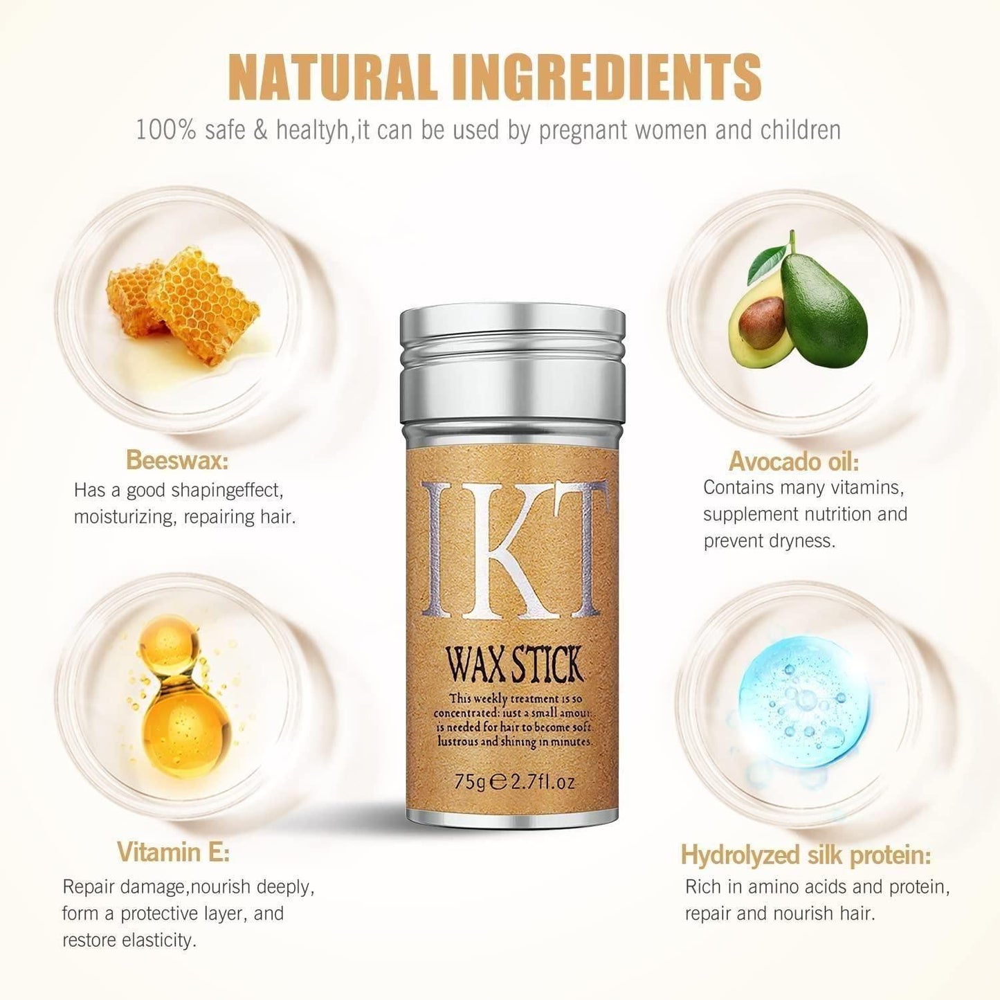 Hair Wax Stick – Strong Hold, Anti-Frizz, Smooth &amp; Shiny Finish | 75g